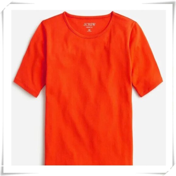 J. Crew Orange Cotton Perfect Tee Top - Picture 1 of 6